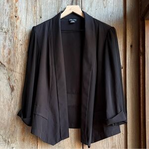 City Chic Sheer 3/4 Sleeve Black Blazer